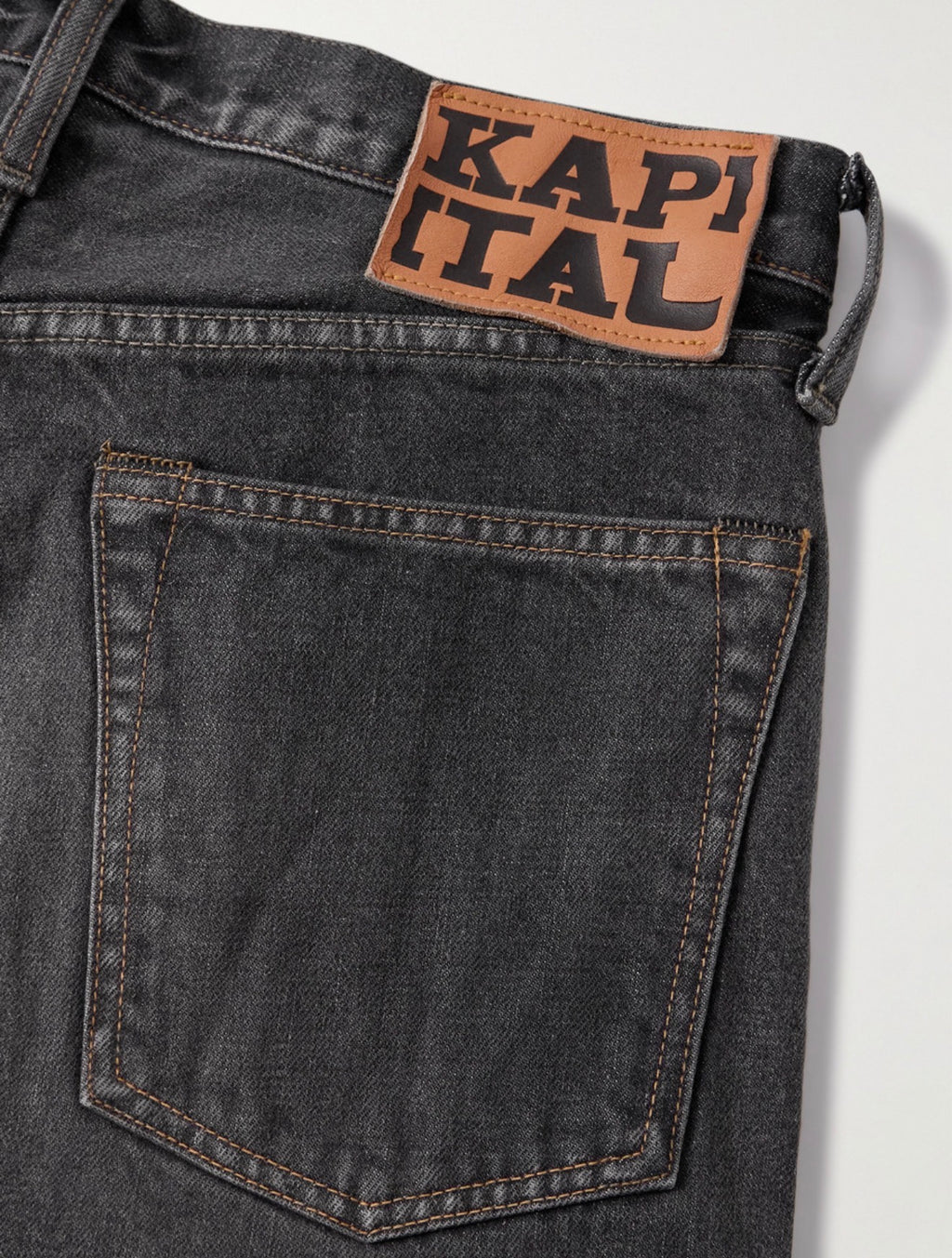 KAPITAL Monkey Cisco Straight-Leg Leather-Trimmed Embellished Jeans