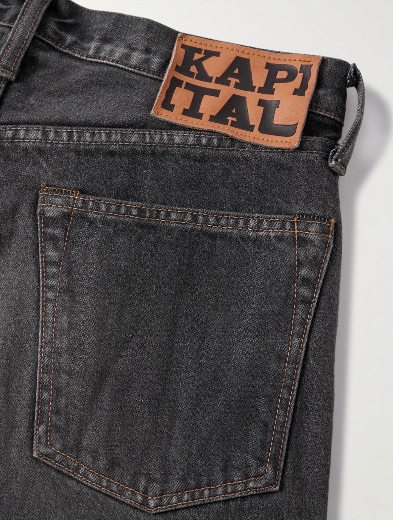 KAPITAL Monkey Cisco Straight-Leg Leather-Trimmed Embellished Jeans