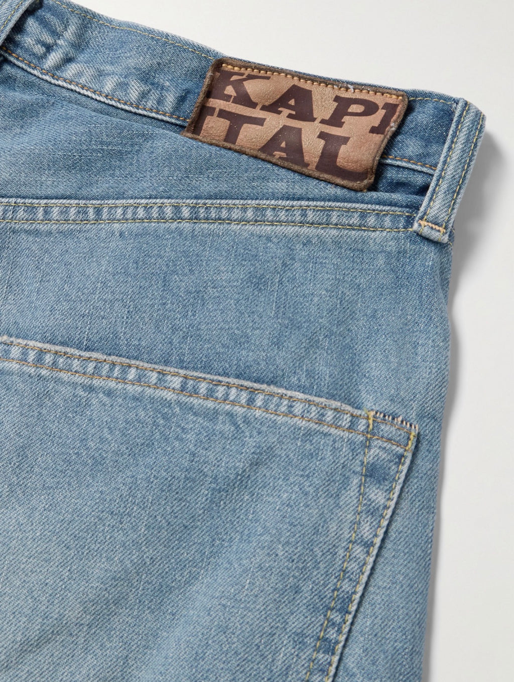 Kapital
Straight-Leg Appliquéd Distressed Denim Shorts