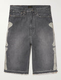 Kapital Straight-Leg Appliquéd Distressed Denim Shorts