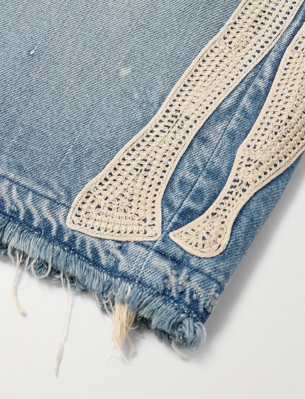 Kapital
Straight-Leg Appliquéd Distressed Denim Shorts