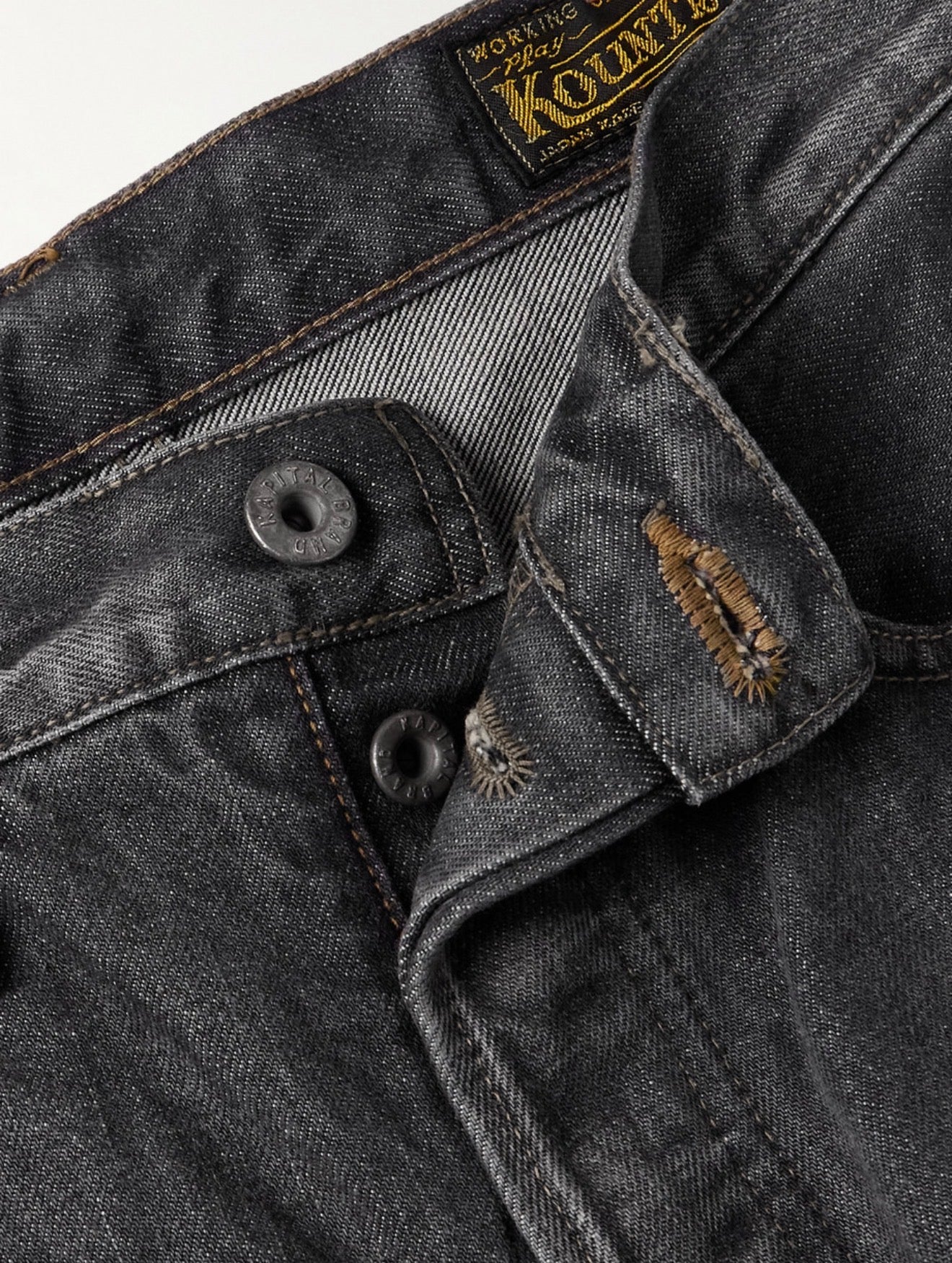 KAPITAL Monkey Cisco Straight-Leg Leather-Trimmed Embellished Jeans