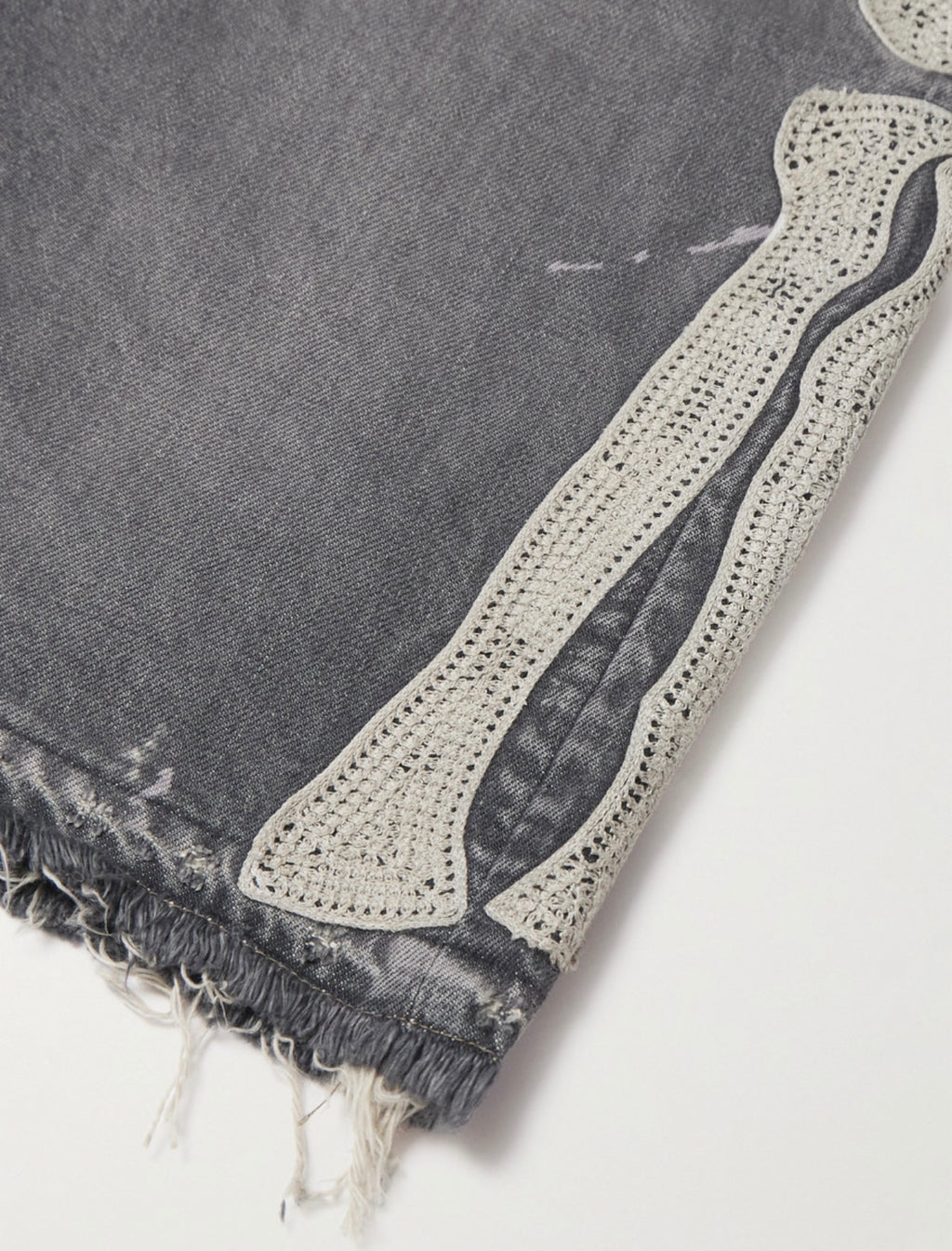 Kapital Straight-Leg Appliquéd Distressed Denim Shorts