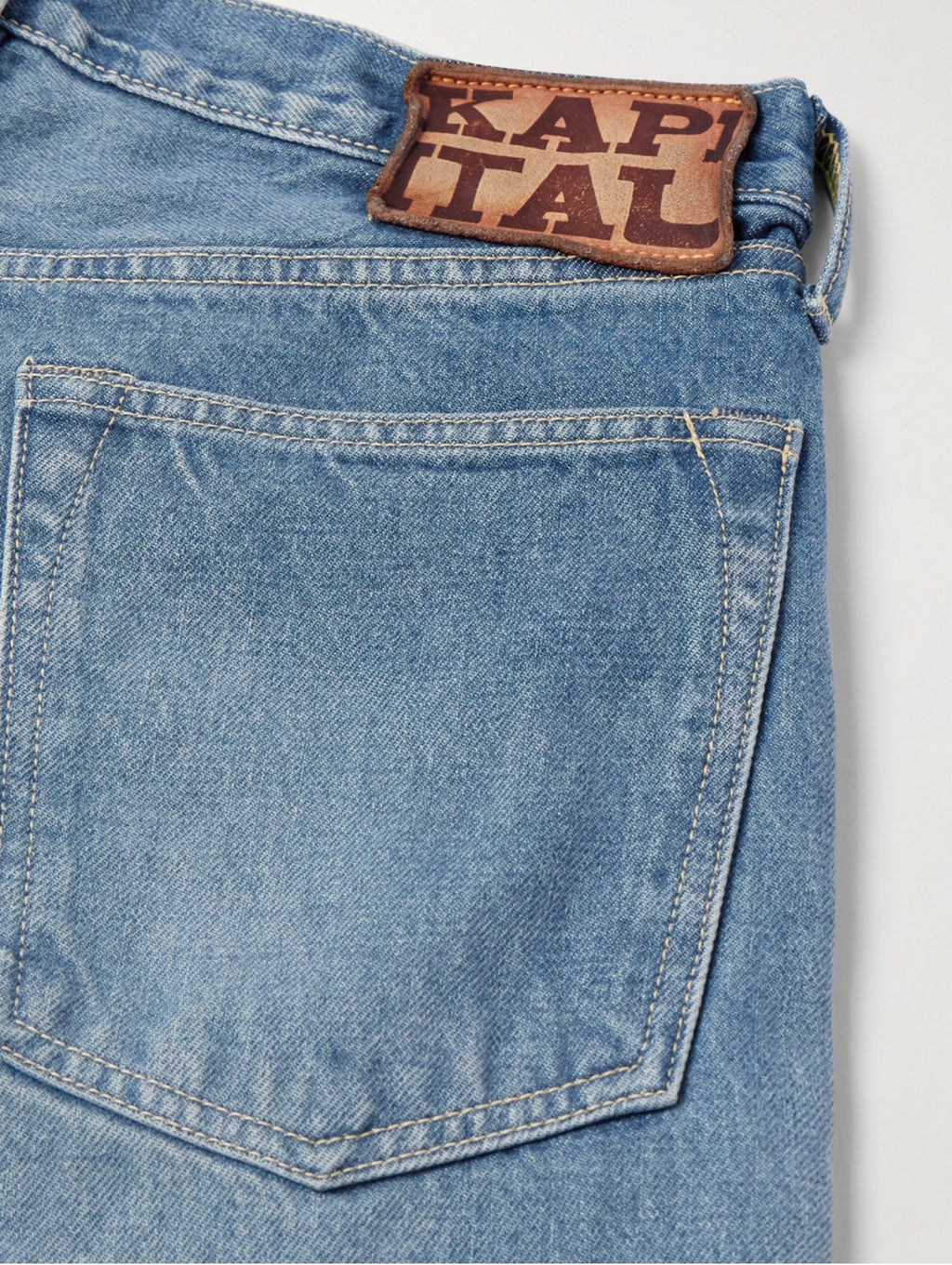 KAPITAL Monkey Cisco Straight-Leg Leather-Trimmed Embellished Jeans