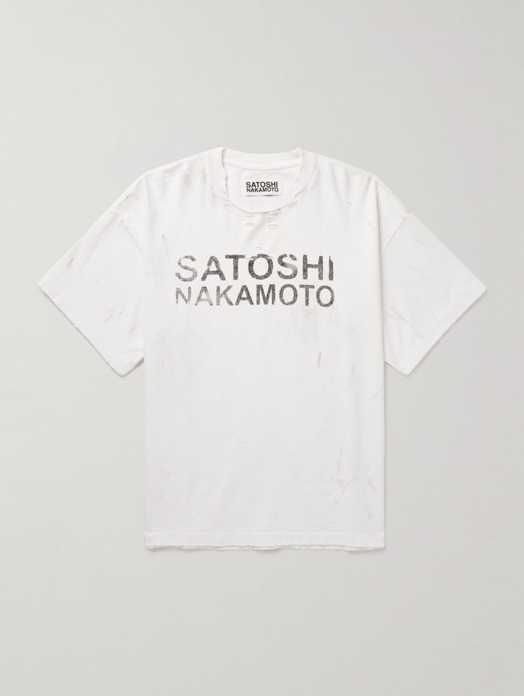 Satoshi Nakamoto Luke Distressed Logo-Print Cotton-Jersey T-Shirt