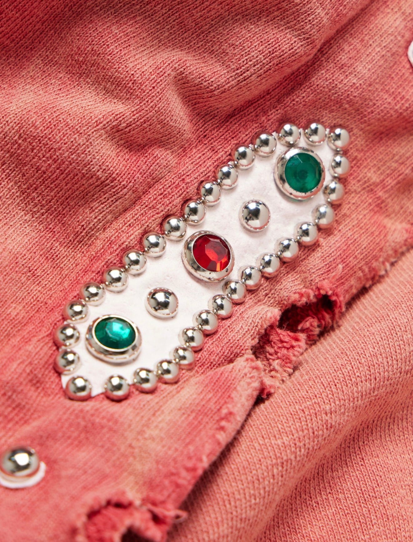 KAPITAL Embellished Suede-Trimmed Distressed Cotton-Jersey Hoodie